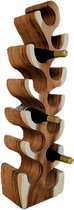Wine Rack Suar 100 cm hoog - wijnrek - wijnhouder - sommelier - tropische houtsoort gedroogd - hout - decoratiefiguur - handgemaakt - interieur - accessoire - voor binnen - voor bu