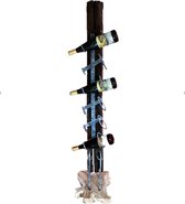 Wine Rack Java Medium 6 Bottles 150 cm hoog - wijnrek - wijnhouder - sommelier - tropische houtsoort gedroogd - hout - decoratiefiguur - handgemaakt - interieur - accessoire - voor