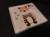 Wanddecoratie met Lichtjes - Tijger - 25 x 25 cm - Kinderkamer Wanddecoratie - Houtkader met Lichtjes