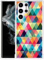 Smartphone Hoesje met foto Geschikt voor Samsung Galaxy S22 Ultra Telefoon Hoesje met doorzichtige rand Geruit