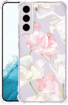 GSM Hoesje Geschikt voor Samsung Galaxy S22 Leuk TPU Back Cover met transparante rand Mooie Bloemen