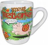 mok cartoon-stijl feestvarken keramiek 325ml wit