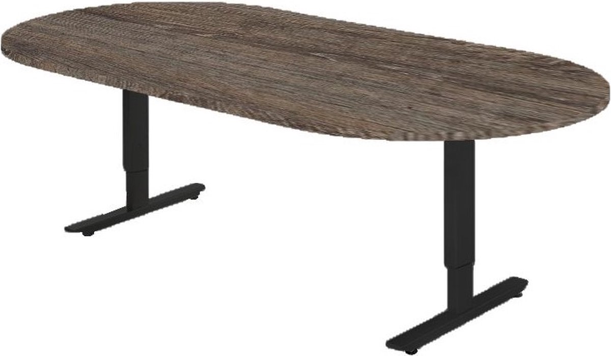 Offeco Bureau York - Bureau - Bureautafel - Vergadertafel - Gaming bureau - Game bureau - Computertafel - Desk - Bureau Zwart - Verstelbaar bureau - Gaming Desk - Bureau tafel - Bureau verstelbaar  Logan eik  240x120cm-- blad-  onderstel- x120