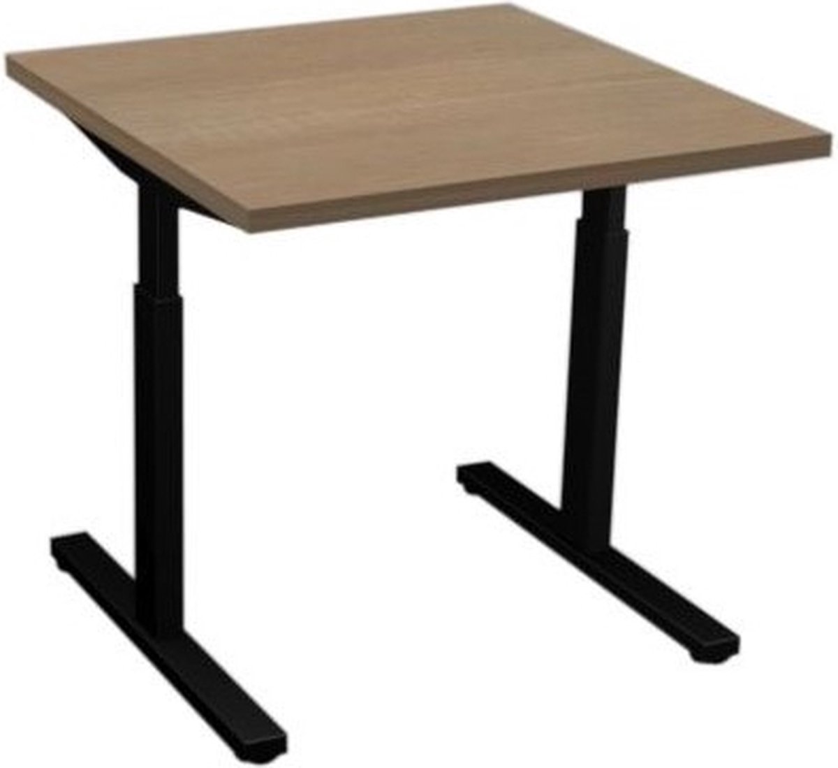 Offeco bureau Oxford - Bureau - Bureautafel - Gaming bureau - Game bureau - Computertafel - Desk - Bureau Zwart - Verstelbaar bureau - Gaming Desk - Bureau tafel - Bureau verstelbaar  Midden eiken  80x80cm-- blad-  onderstel- x80