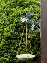 Hangende vogelvoederschaal MASSIEF BRONS 32 cm hoog - bronzen beeld - tuinbeeld - hoogkwalitatief brons - decoratiefiguur - interieur - accessoire - voor binnen - voor buiten - cadeau - geschenk - Kerst - Nieuwjaar