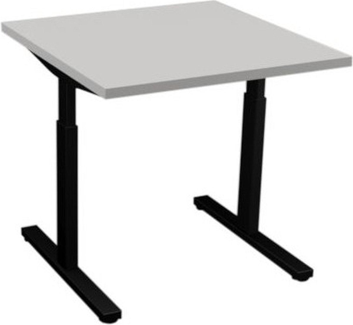 Offeco bureau Oxford - Bureau - Bureautafel - Gaming bureau - Game bureau - Computertafel - Desk - Bureau Zwart - Verstelbaar bureau - Gaming Desk - Bureau tafel - Bureau verstelbaar  Lichtgrijs  80x80cm-- blad-  onderstel- x80