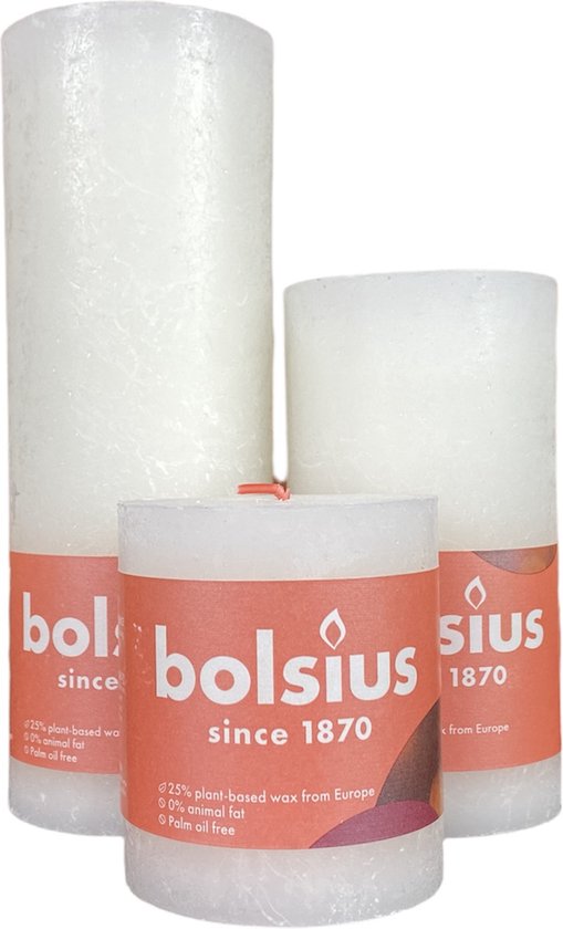 Bolsius Kaarsen - Rustieke Stompkaarsen Set - Wit | Voordeelset