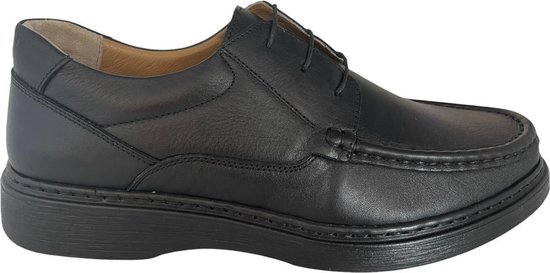 Heren schoenen- Nette Veterschoenen- Comfort schoen voor Mannen 22379- Leather- Zwart