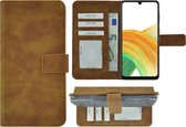 Samsung Galaxy A33 5G Hoesje - Bookcase - Samsung A33 5G Hoesje - Pu Leder Wallet Book Case Bruin Cover