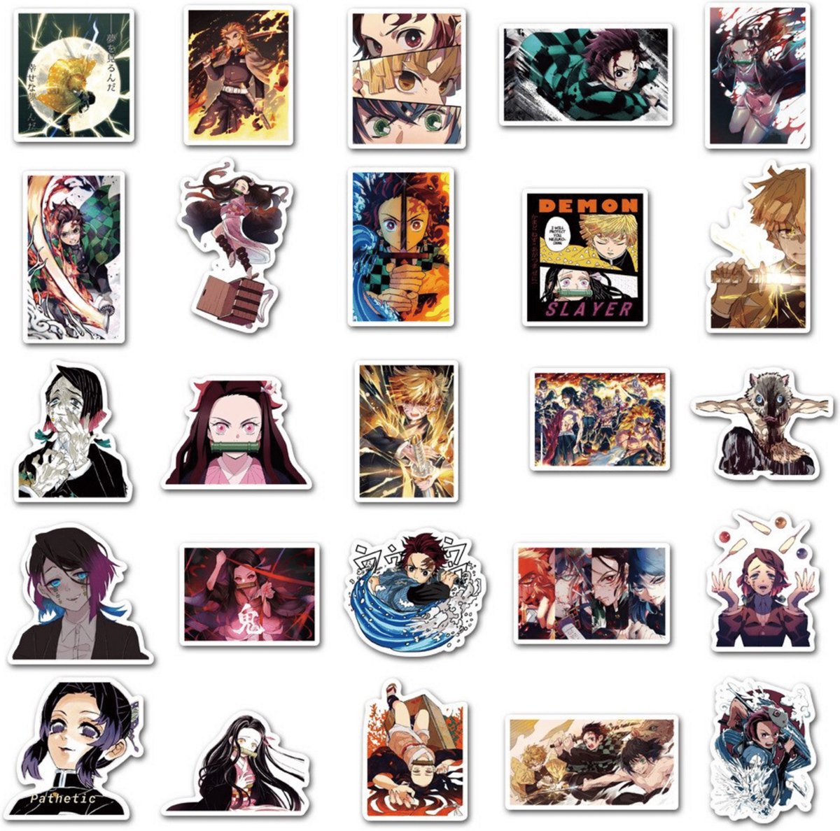 Lot De 100 Autocollants Demon Slayer (Kimetsu No Yaiba) - Vinyle Imperméable - Pour Bouteille, Laptop, Skate