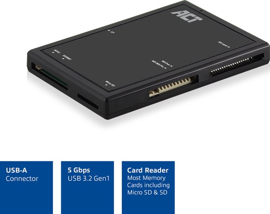 ACT USB Cardreader met USB-A connector en 5 kaartsleuven - voor (Micro ...