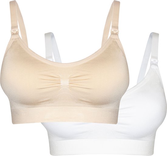 MAGIC Bodyfashion Mama Comfort Nursing Bra (2-pack) Dames Latte & Wit  - Maat XXL
