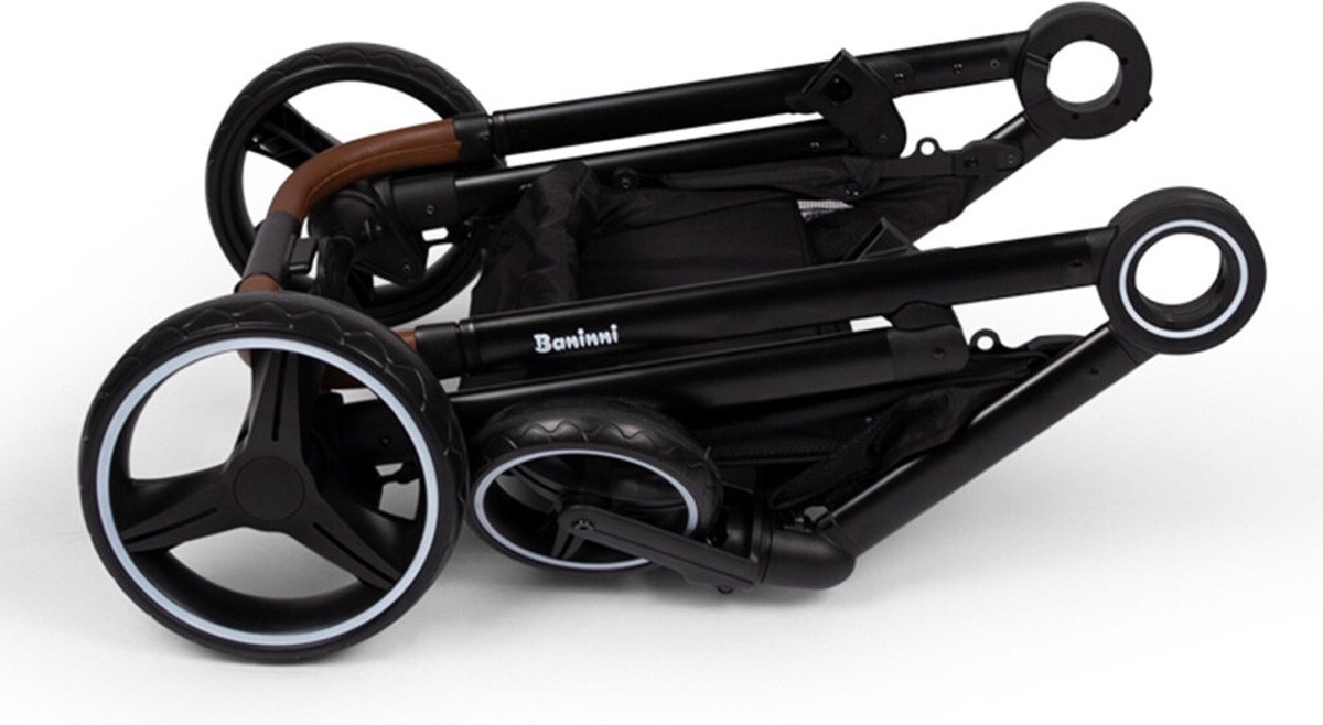 Baninni Luiz - Tweeling Kinderwagen - Duo Buggy - incl. 2 omvormbare zitjes & reiswiegjes - Geschikt voor 1 of 2 kindjes vanaf geboorte tot 22kg - Zwart — cadeau in Cadeau-ideeën - foto 5
