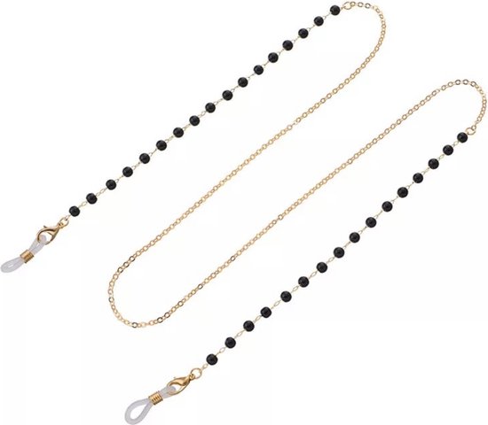 Brilketting - brillenkoord - bril - ketting - goud - zwart - parel