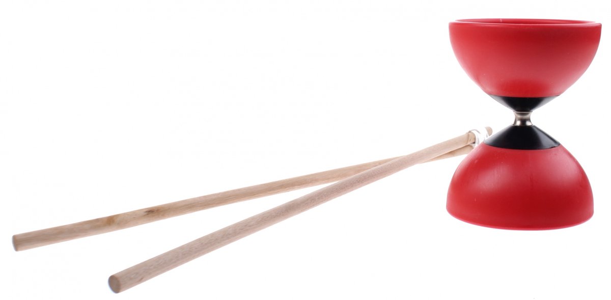 Johntoy Diabolo Met Houten Stokken 13 X 10 Cm Rood