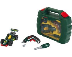 Klein Toys Bosch mini Ixolino II grand prix koffer - demonteerbare raceauto, accu-schroevendraaier en schroevendraaier - incl. licht- en geluidseffecten - groen zwart