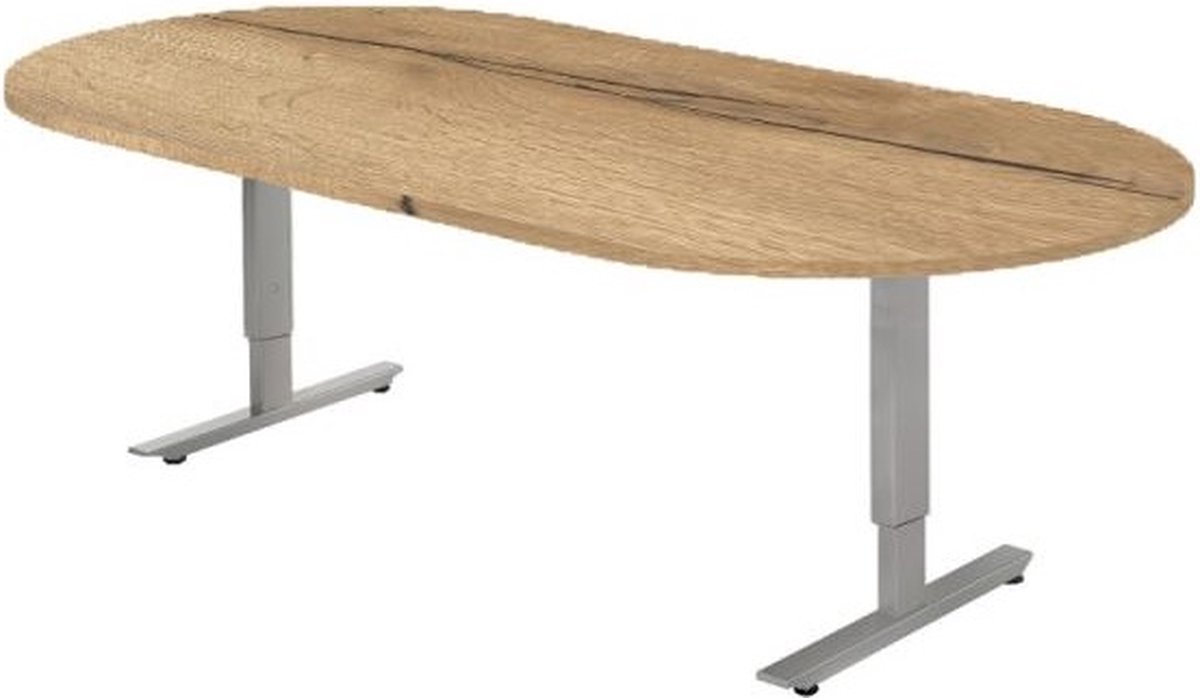Offeco Bureau York - Bureau - Bureautafel - Vergadertafel - Gaming bureau - Game bureau - Computertafel - Desk - Bureau Aluminium - Verstelbaar bureau - Gaming Desk - Bureau tafel - Bureau verstelbaar – Natuur eiken  – 240x120cm