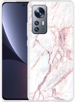 Xiaomi 12 Pro Hoesje White Pink Marble - Designed by Cazy