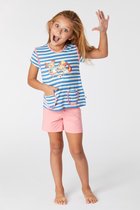 Woody pyjama meisjes/dames - multicolor gestreept - axolotl vis - 221-1-PSG-S/987 - maat 152