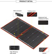 FLY-Opvouwbaar Zonnepaneel 200W-Met Dual 5V USB 12V oplader-Hoge Efficiëntie-Monokristallijn