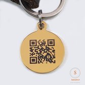 Titanium dierenpenning met QR code met naam - Hondenpenning inclusief graveren 25 mm goud