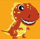 Schilderen Op Nummer voor kinderen  - Rode dinosaurus - 20x20 cm - Hobbypakket -Verven - Kleuren met water -  Jongens en meisjes - Geen batterijen