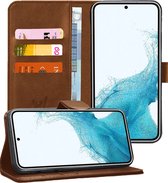 Samsung Galaxy S22 Hoesje - Book Case Leer Wallet Cover Portemonnee Pasjeshouder Hoes Bruin