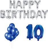 10 jaar Verjaardag Versiering Ballon Pakket Blauw & Zilver