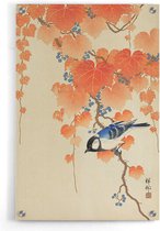 Walljar - Ohara Koson - Great Tit On Paulownia Branch - Muurdecoratie - Plexiglas schilderij