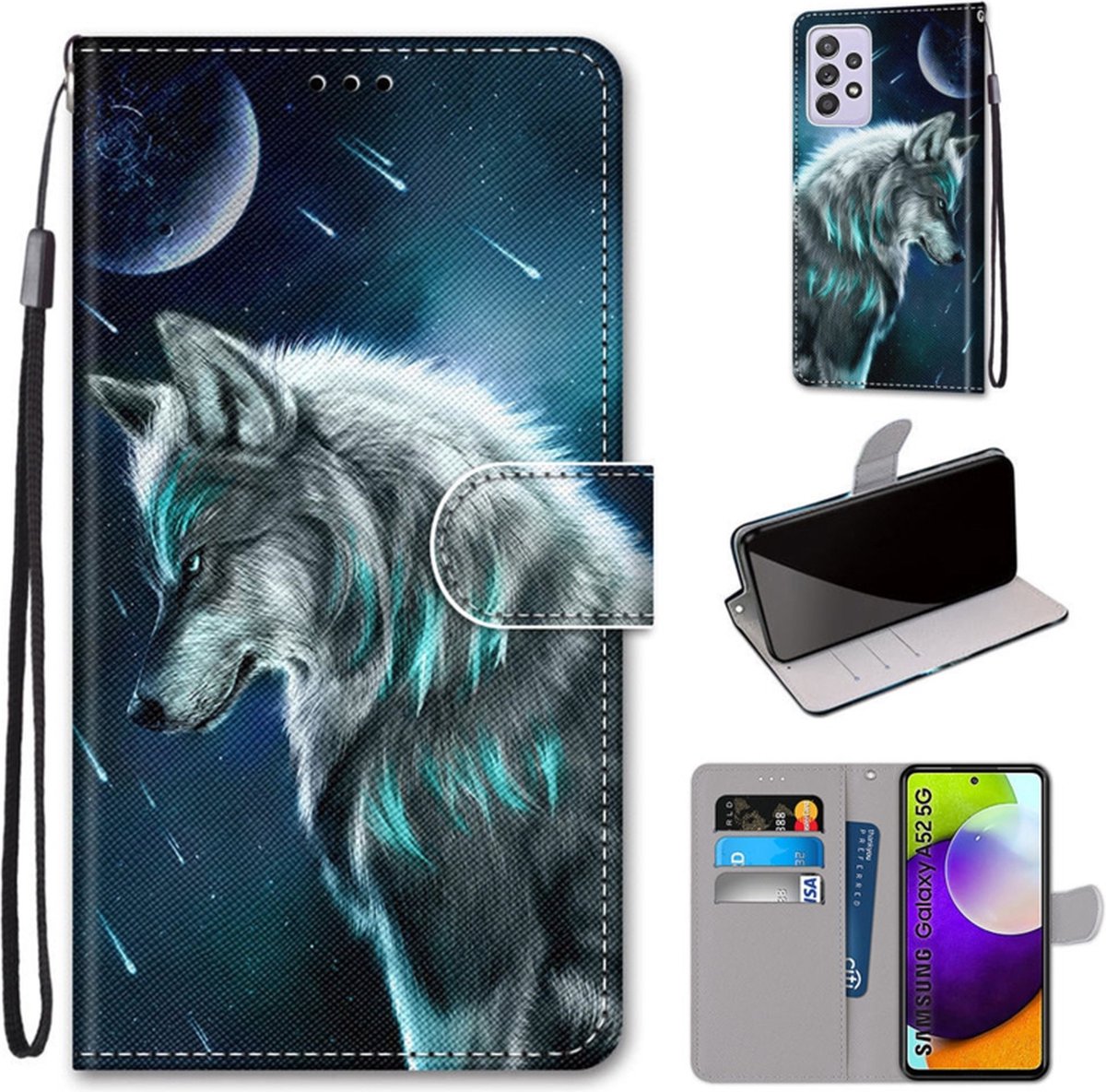 BookCover Hoes Etui voor Samsung Galaxy A52 Wolf
