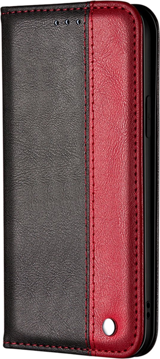 PU-Leer BookCover Hoes Etui voor Samsung Galaxy A52 Zwart-Rood