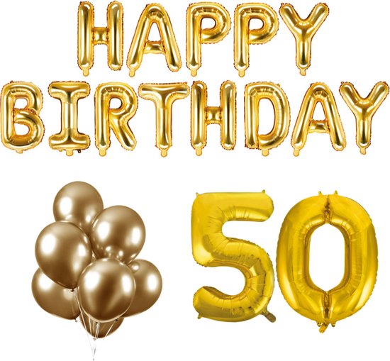 50 jaar Verjaardag Versiering Ballon Pakket Goud | bol.com