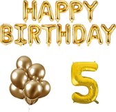 5 jaar Verjaardag Versiering Ballon Pakket Goud