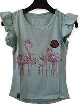 T-Shirt - Flamingo - Mintgroen - Strassjes