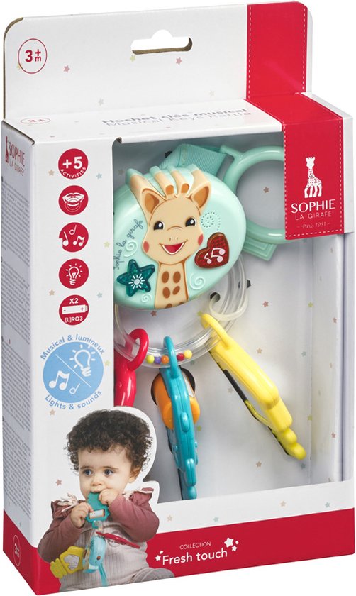 Sophie de giraf Lights & Sound sleutel rammelaar - Baby speelgoed - Elektrisch - Met geluid - Vanaf 3 maanden - Incl. batterijen - Blauw/Rood/Geel van Sophie de Giraf. — afbeelding 5