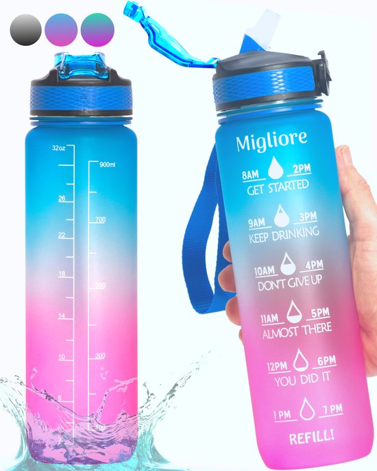 Overleving is meer dan Zeeziekte Migliore Bidon 1 Liter - met Rietje - BPA Vrij - Sport - Ook in 600 ml en 2  Liter | bol.com