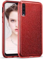 LuxeBass Hoesje geschikt voor Samsung Galaxy A70S - Anti Scratch - Silicone case - Kunststof - Soft cover - BlingBling - Rood
