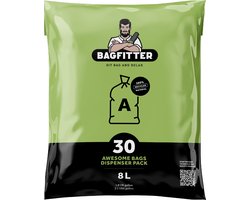 BagFitter Groen A 8L Vuilniszak met Trekband van 100% Gerecycled Plastic - 41,5cm x 38cm - 30 stuks - 8 Liter - Vuilniszakken - Afvalzakken - Prullenbakzakken geschikt voor o.a. Homra Ixxa en StangVollby Bredbyn