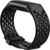 DrPhone FVS2 TPU Siliconen Polsband – Armband – Sportband Geschikt voor Fitbit Charge 5-Zwart