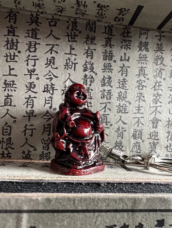 Une mini perle de jade + porte-clés Bouddha rouge-marron ensemble de 6 pièces Feng shui poupées porte-bonheur porte-bonheur