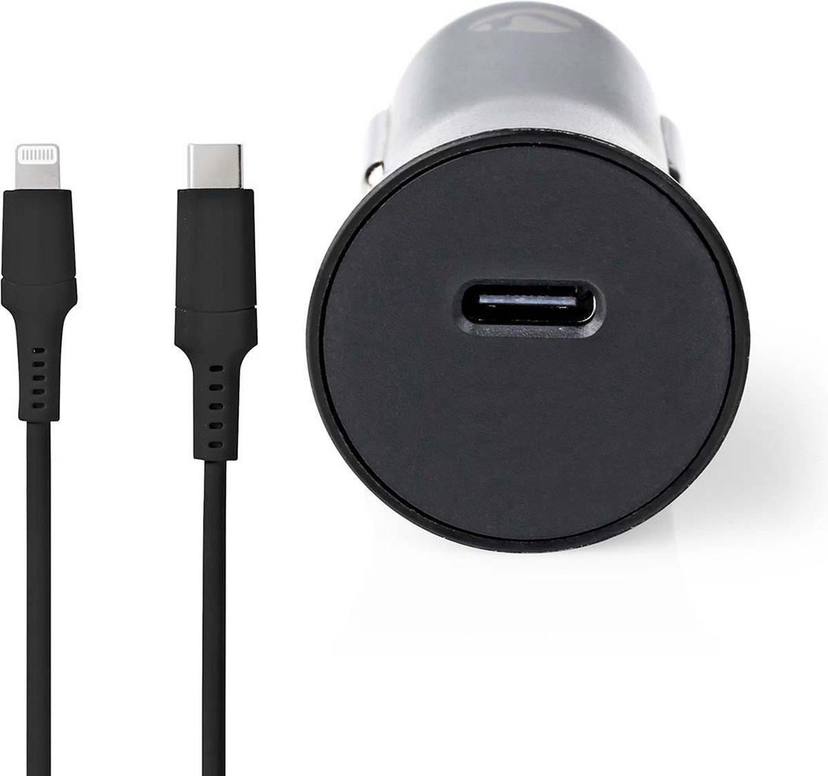 Autolader | 1,67 A / 2,22 A / 3,0 A | Outputs: 1 | Poorttype: USB-C | Lightning 8-Pins (Los) Kabel | 1.0 m | 20 W | Automatische Voltage Selectie | PD3.0 20W