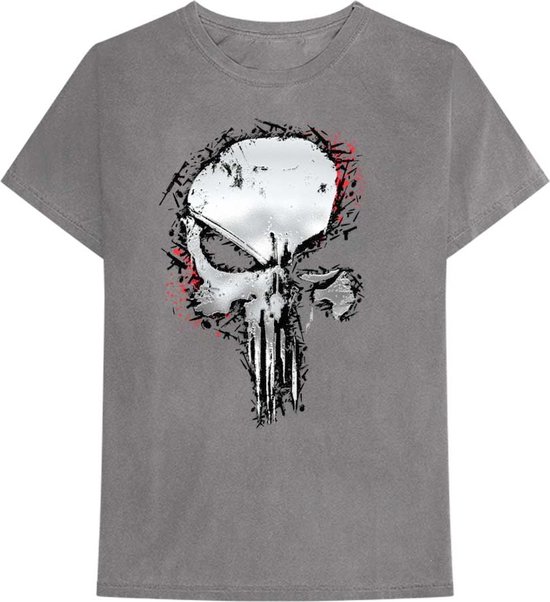 Marvel The Punisher - Metallic Skull Heren T-shirt - XL - Grijs