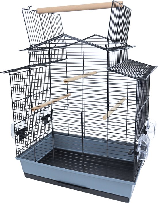 Interzoo vogelkooi Iza 3 cabrio, zwart/grijs.