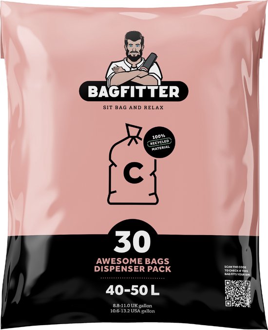 BagFitter Roze C 40L tot 50L Vuilniszak met Trekband van 100% Plastic -... | bol.com
