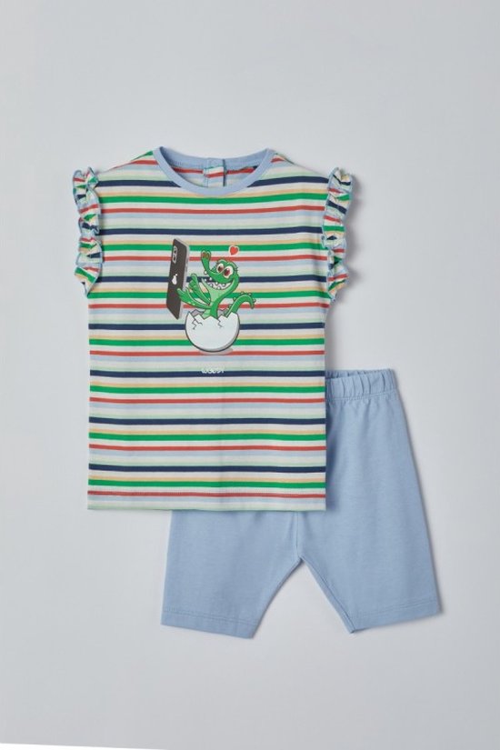Woody - Meisjes Pyjama - multicolor gestreept - krokodill - 221-3-BAB-S/910