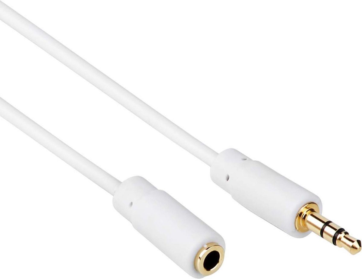 Jack verlengkabel 3.5 mm - Male To Female - Universeel - Wit - 10 meter - Allteq