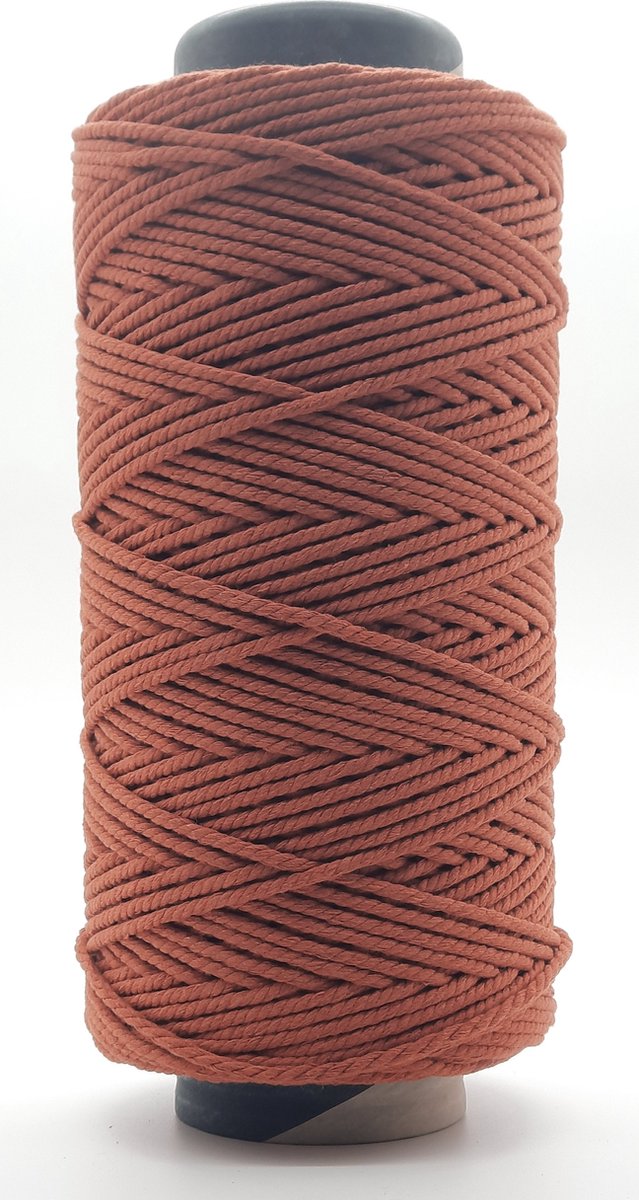 Macrame Touw - Lux -2400gr-4 mm-Ecru/Terracotta-199+205meter-Gerecycled-Katoen Koord-Plantenhanger-Wandkleed-Sleutelhanger-Dromenvanger-Macrame Koord-Macrame Pakket-