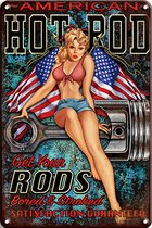 Signs-USA - Plaque murale rétro - métal - Hot Rod Pin Up - 30 x 40 cm