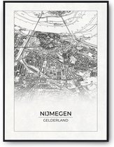 Nijmegen poster vintage | kaart Nijmegen | stads plattegrond