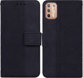 For Motorola Moto G9 Plus Geometric Embossed Leather Phone Case(Black)